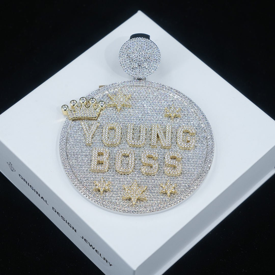Custom Letter 3d Big Crown Disc Pendant ZUUKING