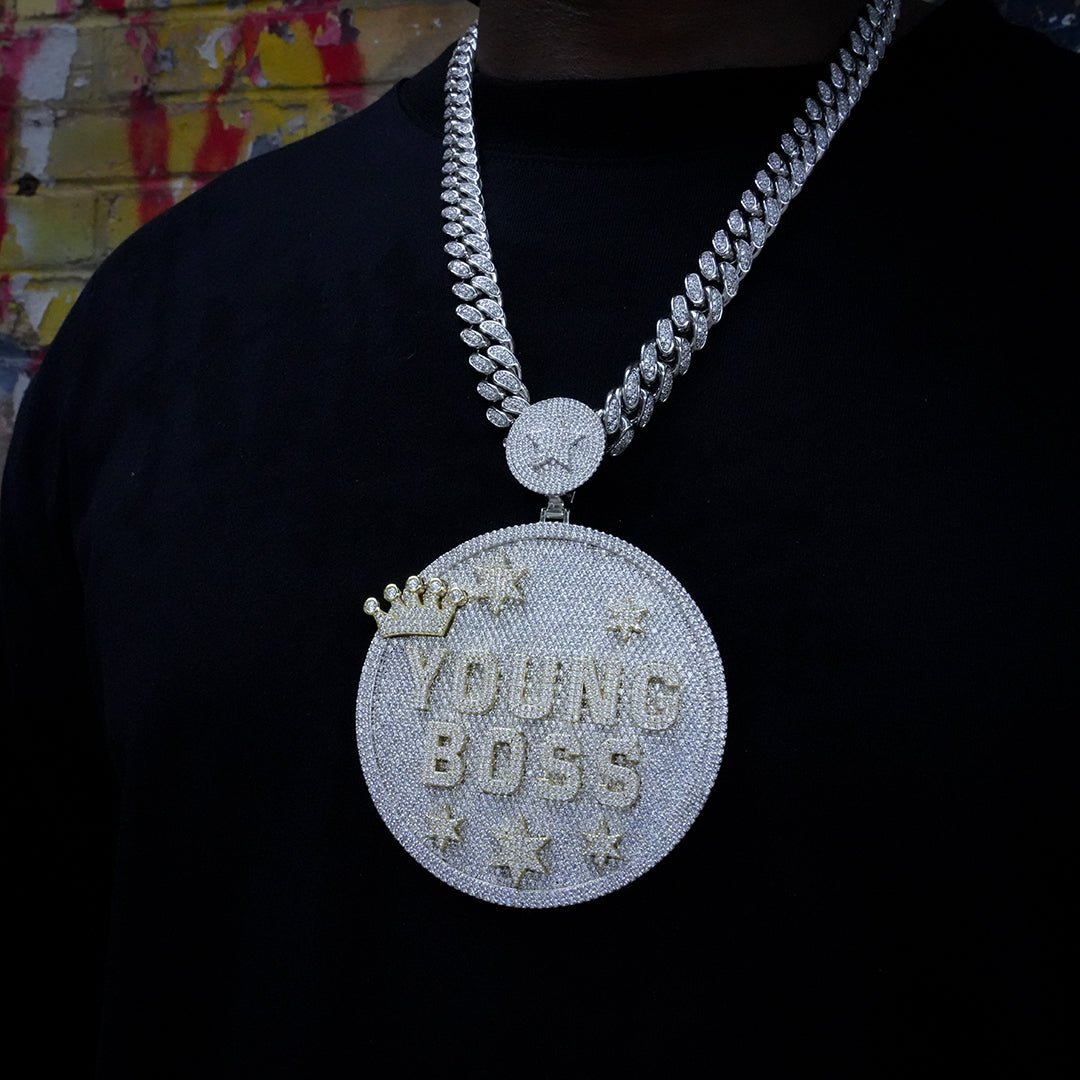 Custom Letter 3d Big Crown Disc Pendant ZUUKING