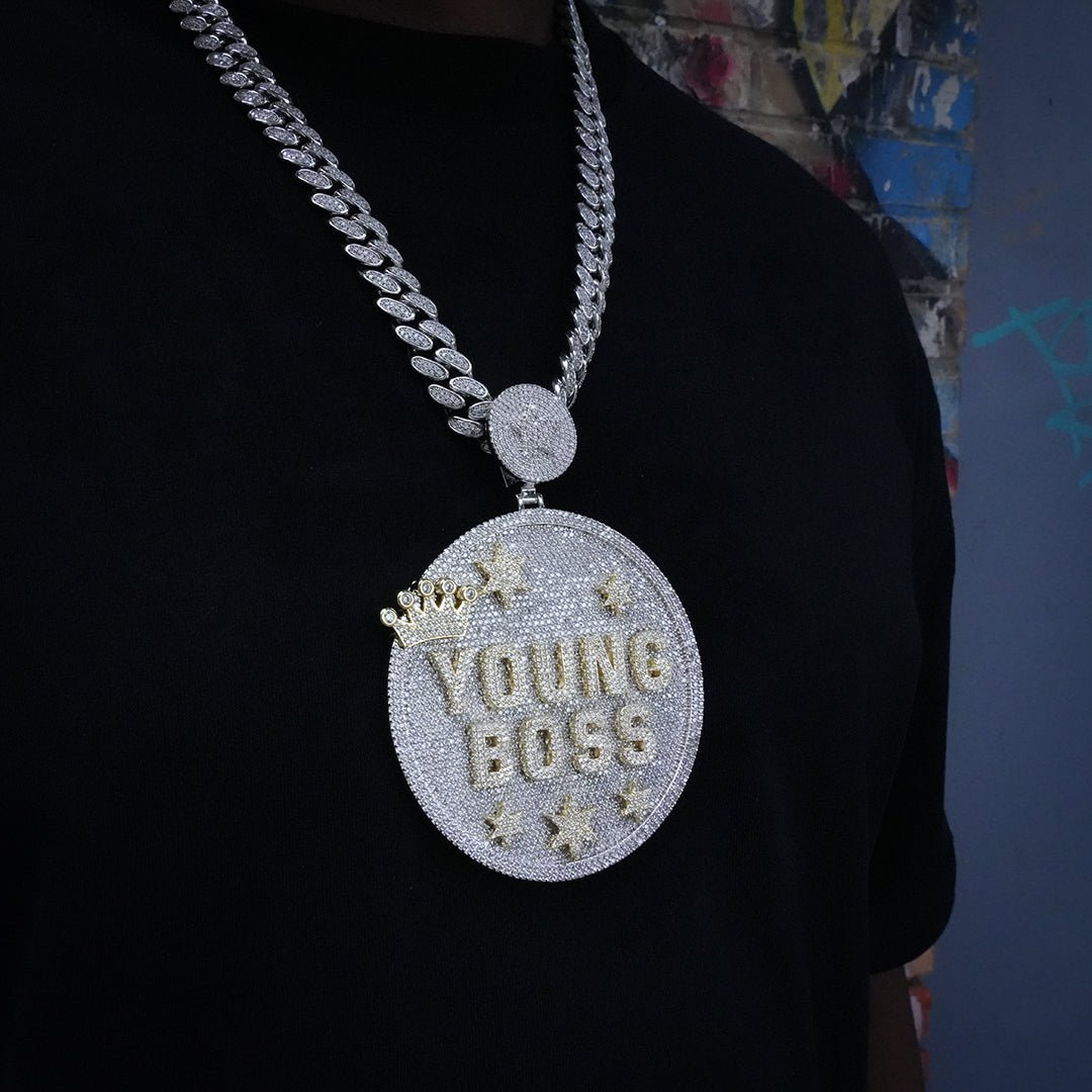 Custom Letter 3d Big Crown Disc Pendant ZUUKING