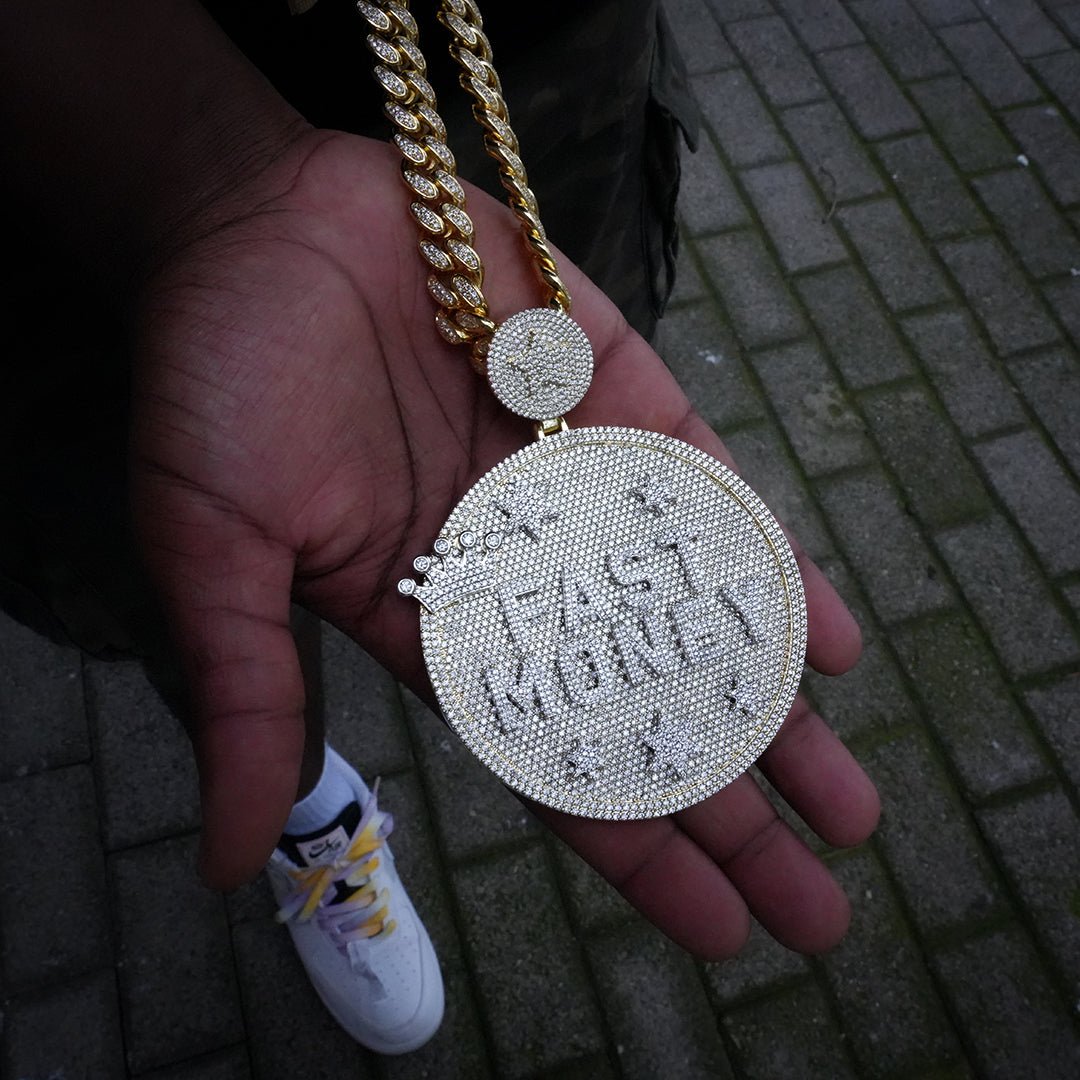 Custom Letter 3d Big Crown Disc Pendant ZUUKING