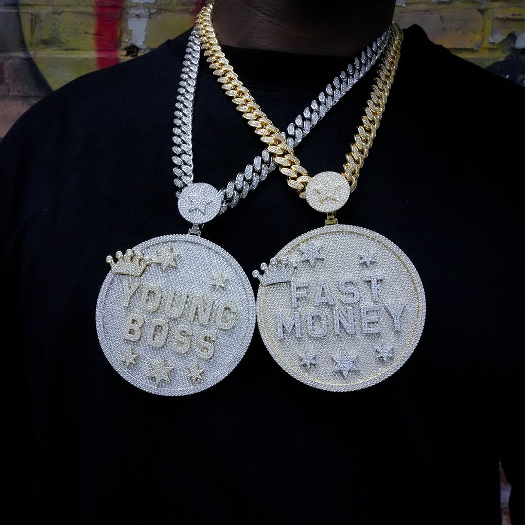 Custom Letter 3d Big Crown Disc Pendant ZUUKING
