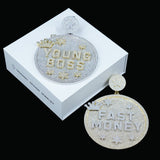 Custom Letter 3d Big Crown Disc Pendant ZUUKING