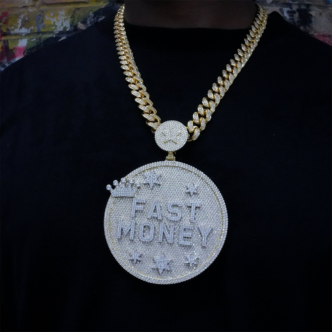 Custom Letter 3d Big Crown Disc Pendant ZUUKING