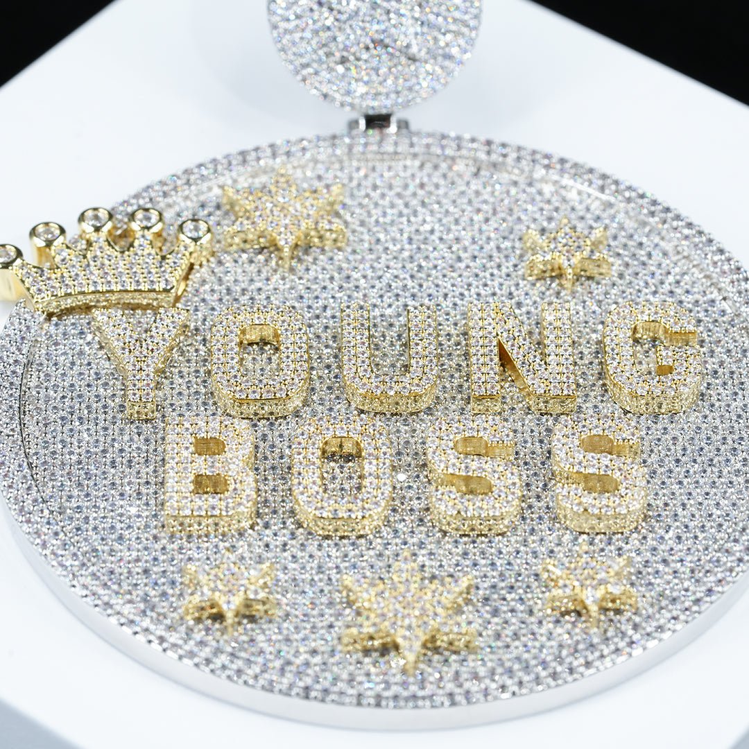 Custom Letter 3d Big Crown Disc Pendant ZUUKING