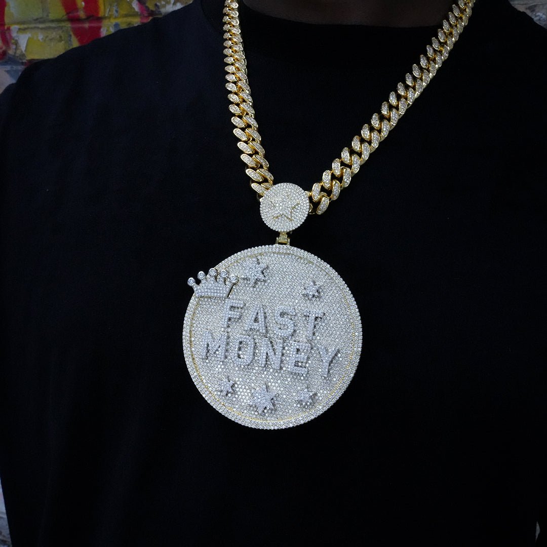 Custom Letter 3d Big Crown Disc Pendant ZUUKING