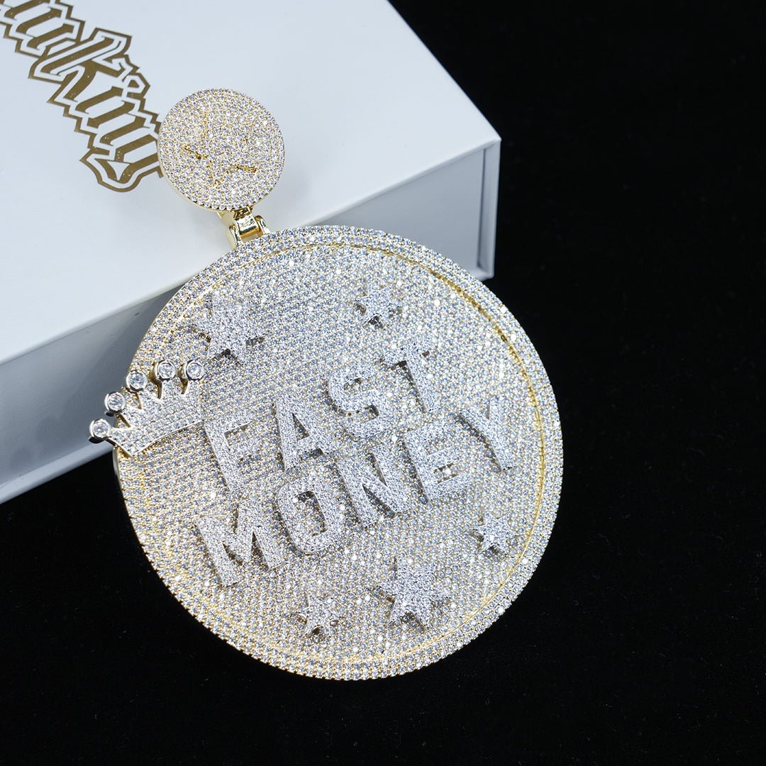 Custom Letter 3d Big Crown Disc Pendant ZUUKING