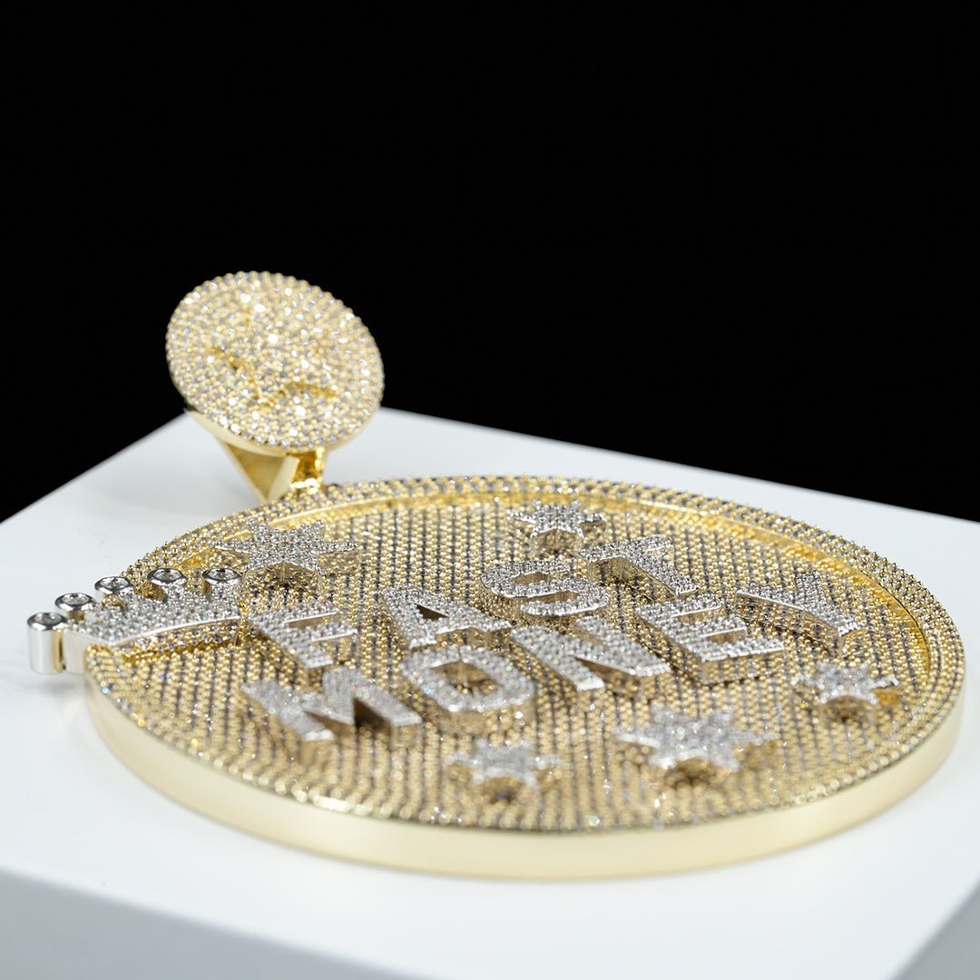 Custom Letter 3d Big Crown Disc Pendant ZUUKING