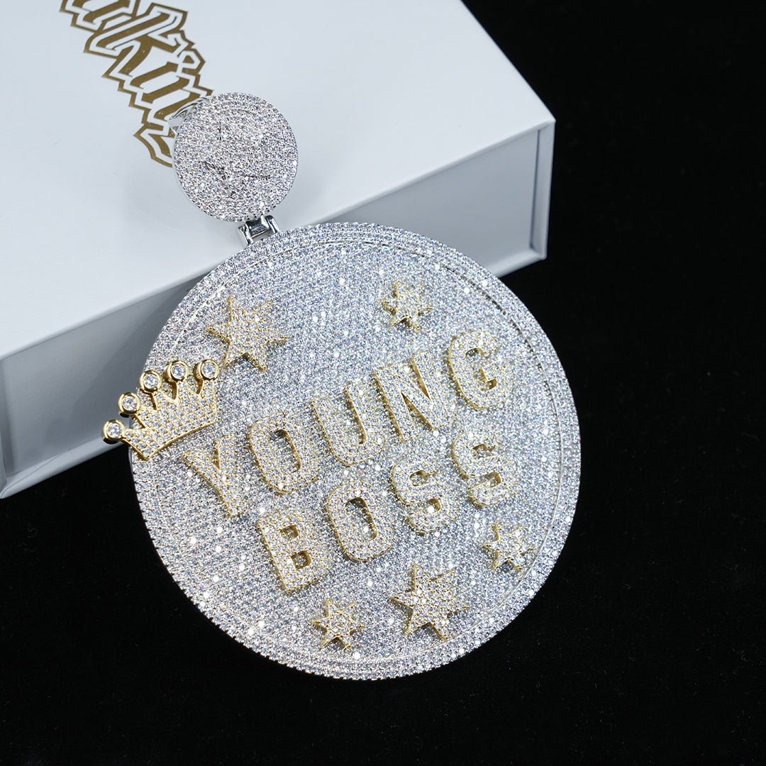 Custom Letter 3d Big Crown Disc Pendant ZUUKING