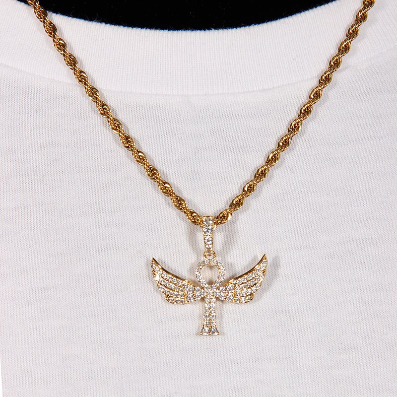 Iced Aaa Cz Angel Wing Cross Pendant ZUU KING