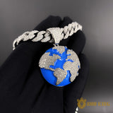Iced Aaa Cz Blue Earth Pendant ZUU KING