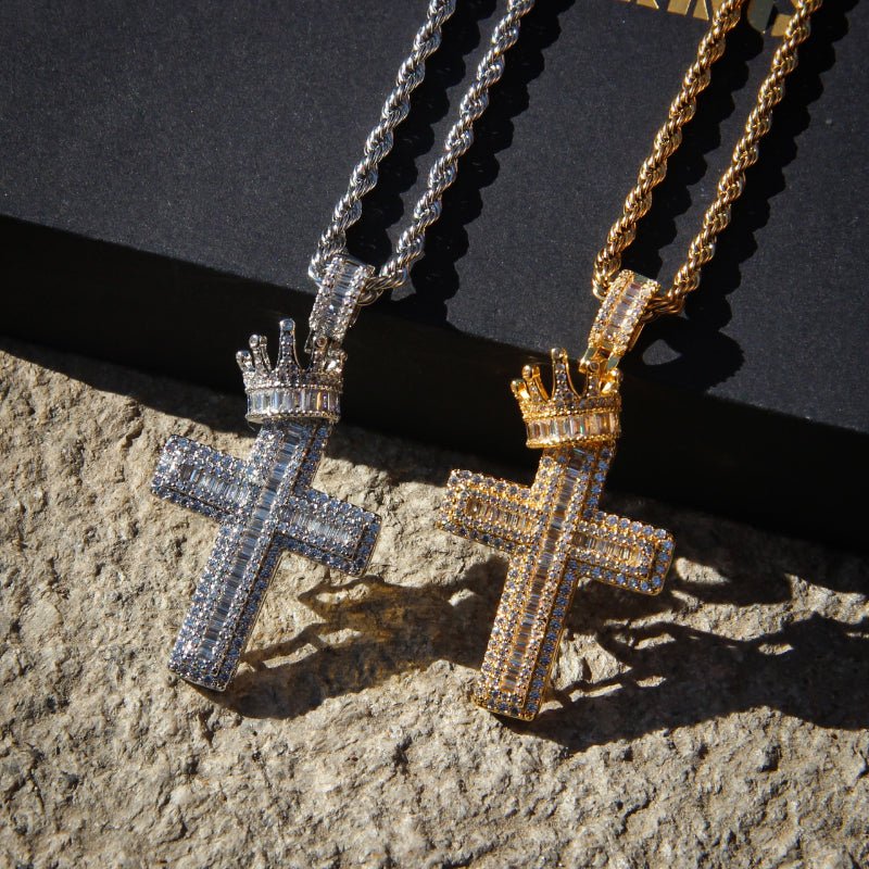 Iced Crown Cross Pendant ZUU KING