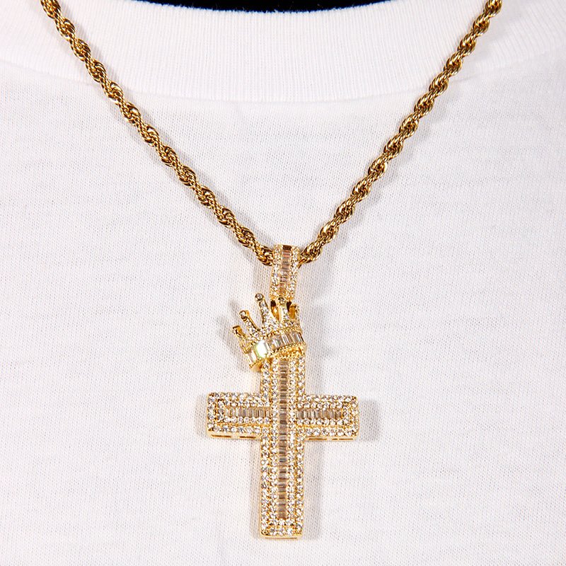Iced Crown Cross Pendant ZUU KING