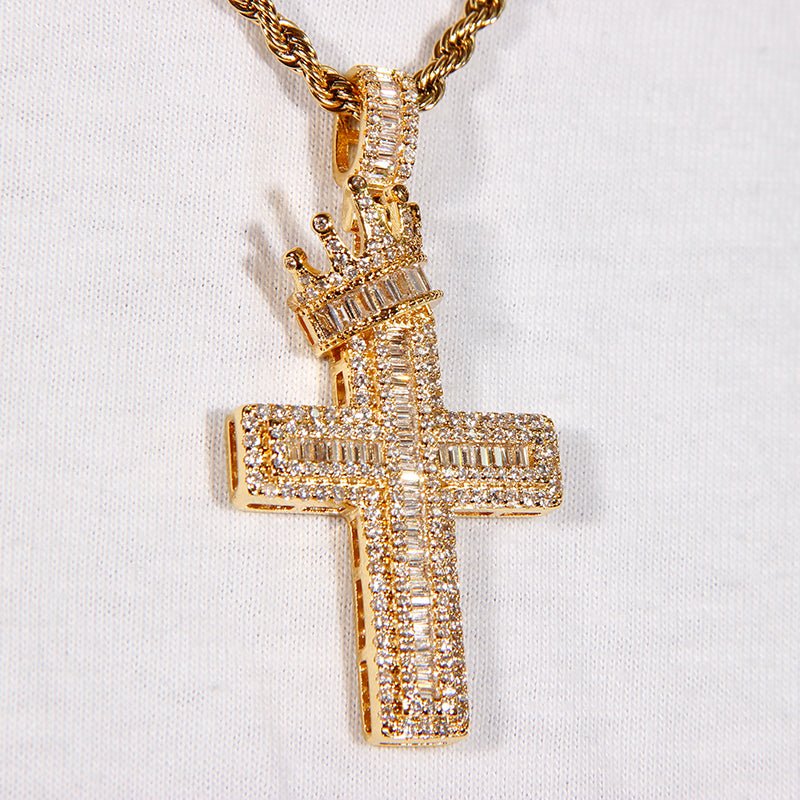 Iced Crown Cross Pendant ZUU KING