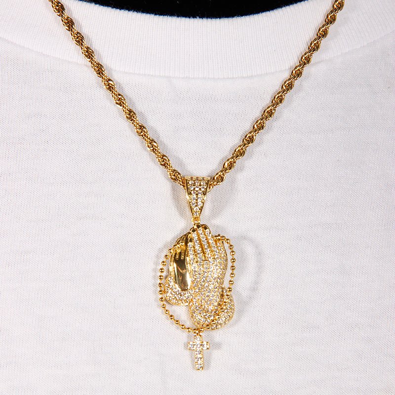Iced Praying Hand Blingbling Pendant ZUU KING