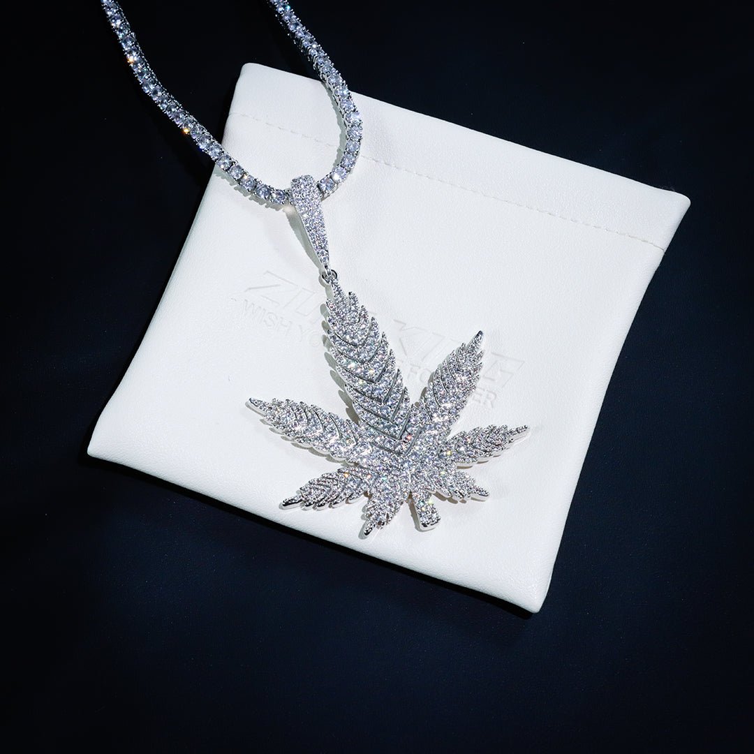 Iced Solid Big Leaf Pendant ZUU KING