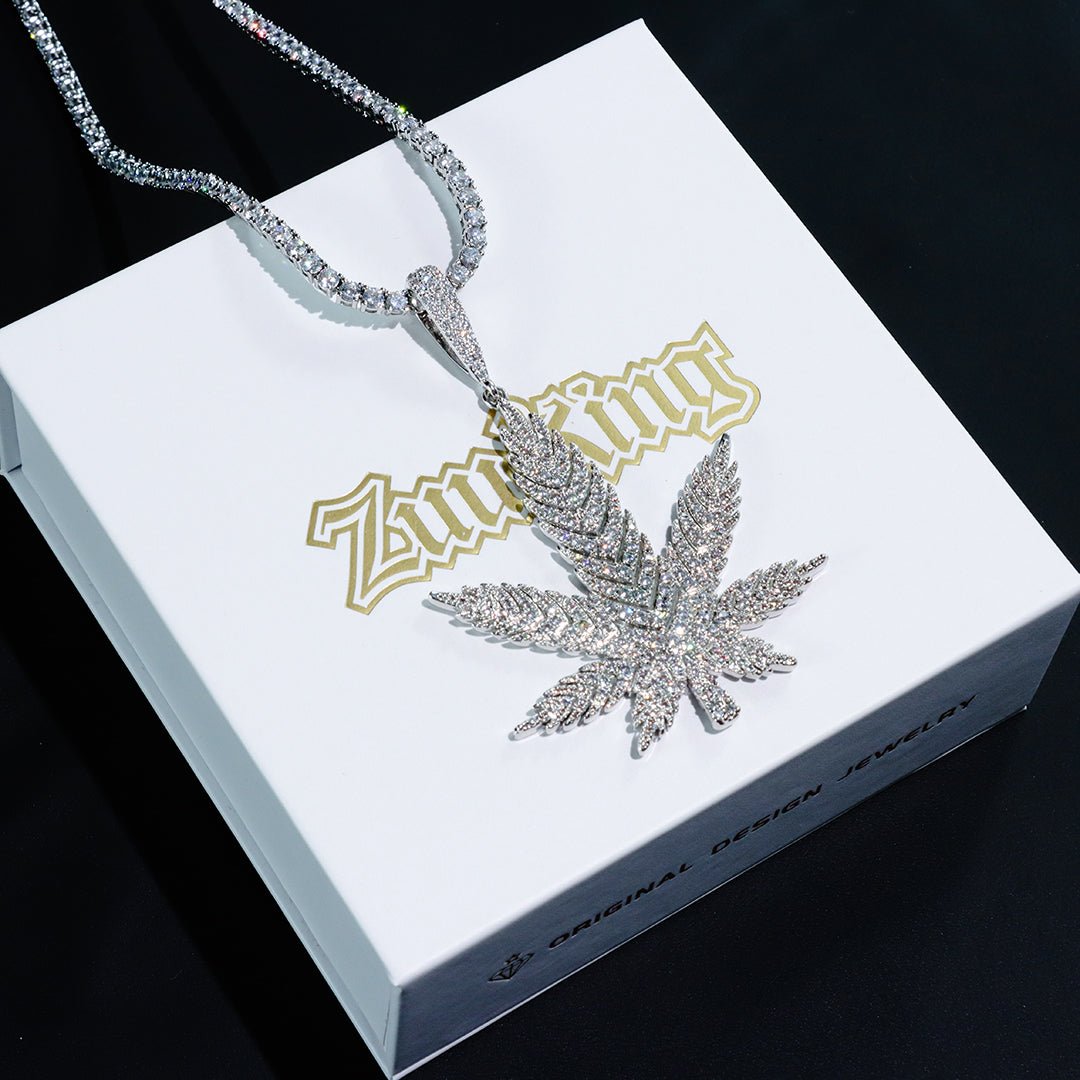 Iced Solid Big Leaf Pendant ZUU KING