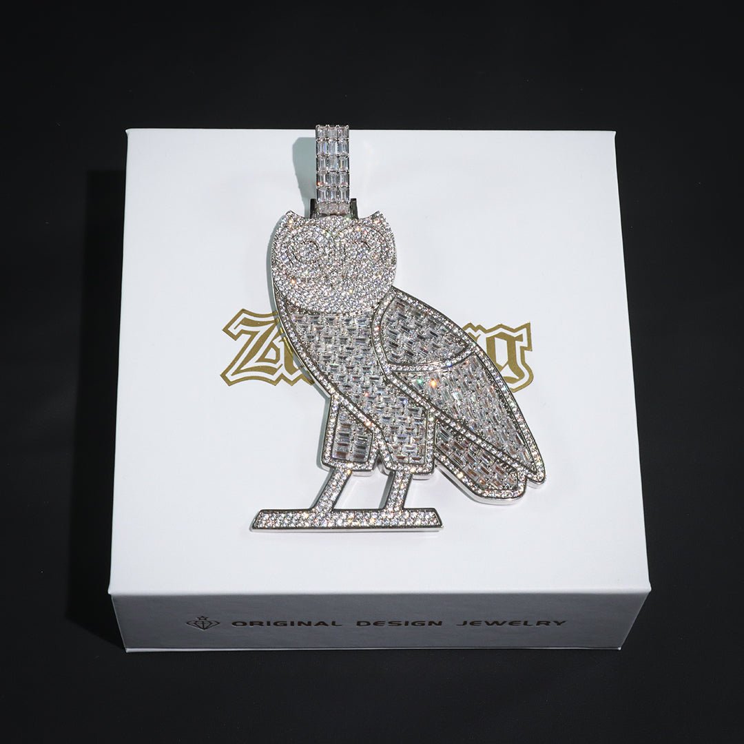 Iced Solid Owl Pendant ZUU KING
