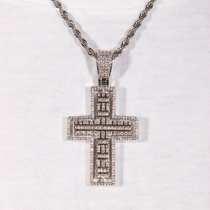 Rotatable Front And Back Iced Cross Pendant ZUU KING