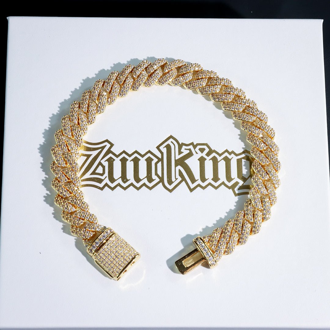 10mm 2-row Iced Cuban Bracelet In 18k Gold Plated ZUU KING