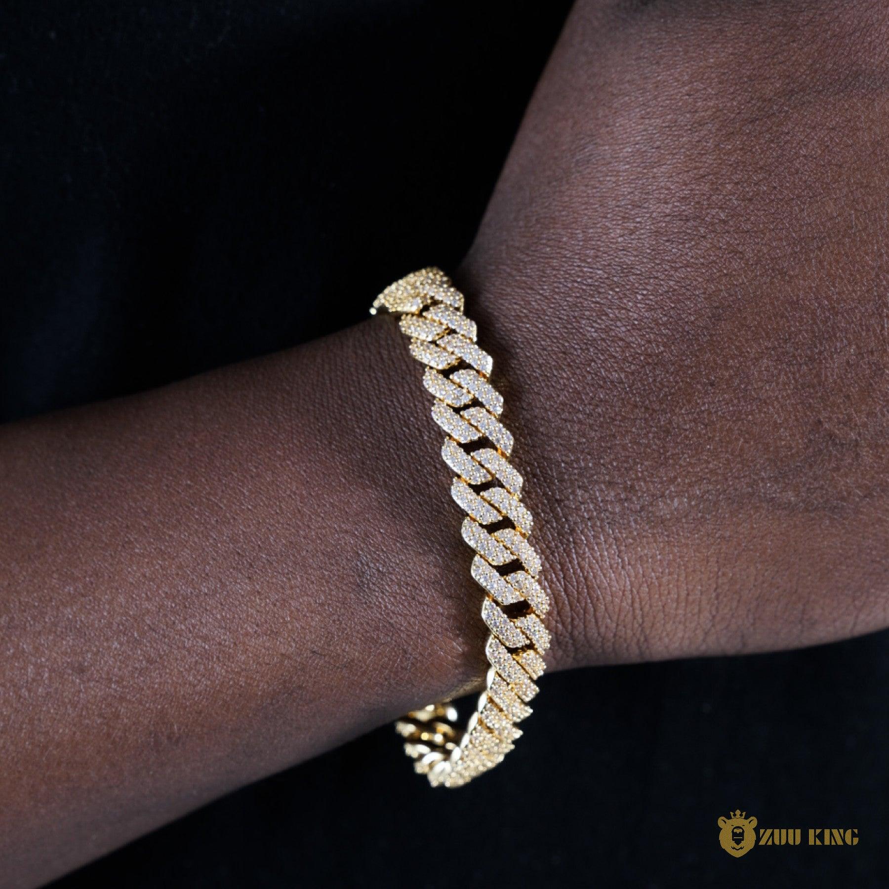 10mm 2-row Iced Cuban Bracelet In 18k Gold Plated ZUU KING