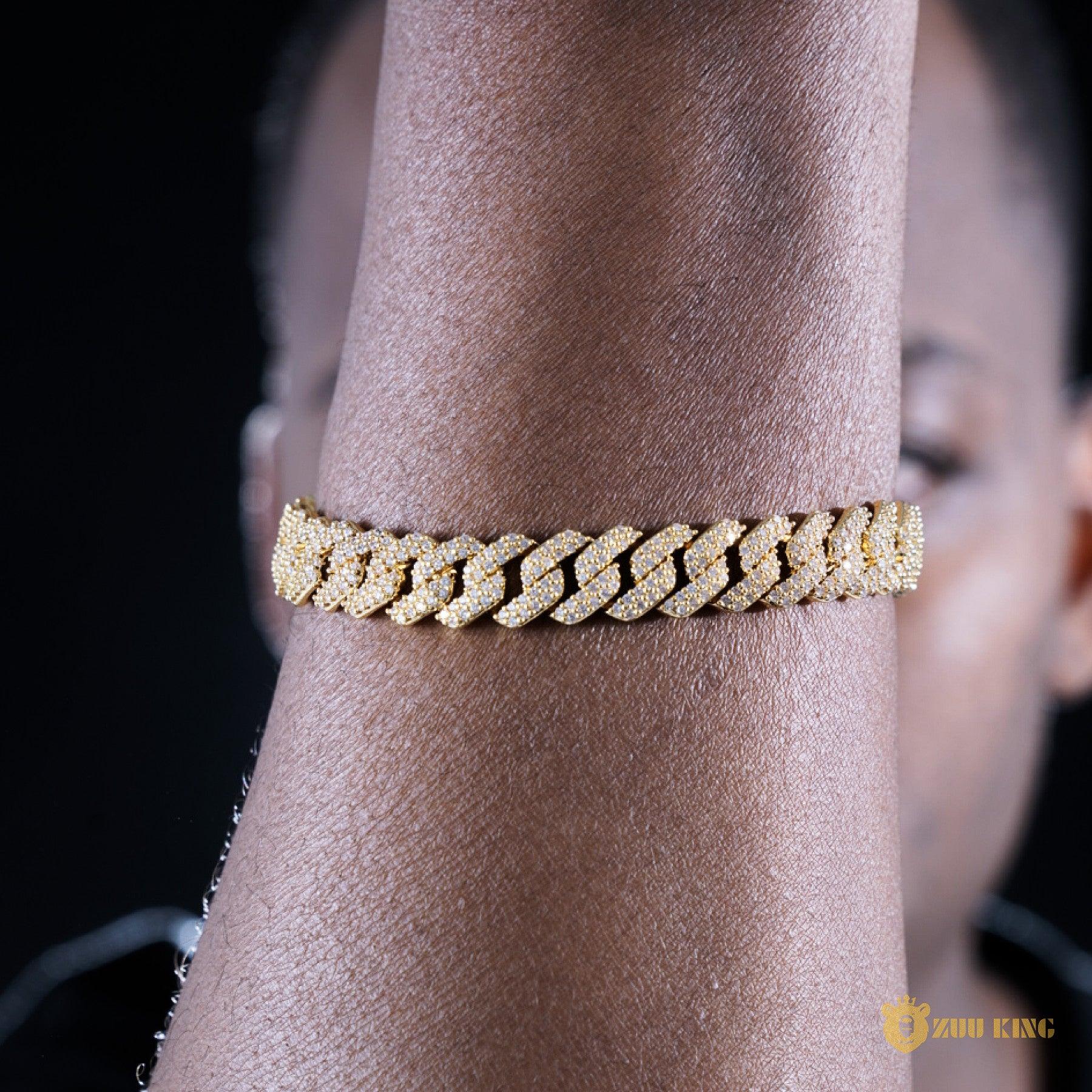 10mm 2-row Iced Cuban Bracelet In 18k Gold Plated ZUU KING