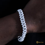 10mm 2-row Iced Cuban Bracelet In 18k White Gold Plated ZUU KING