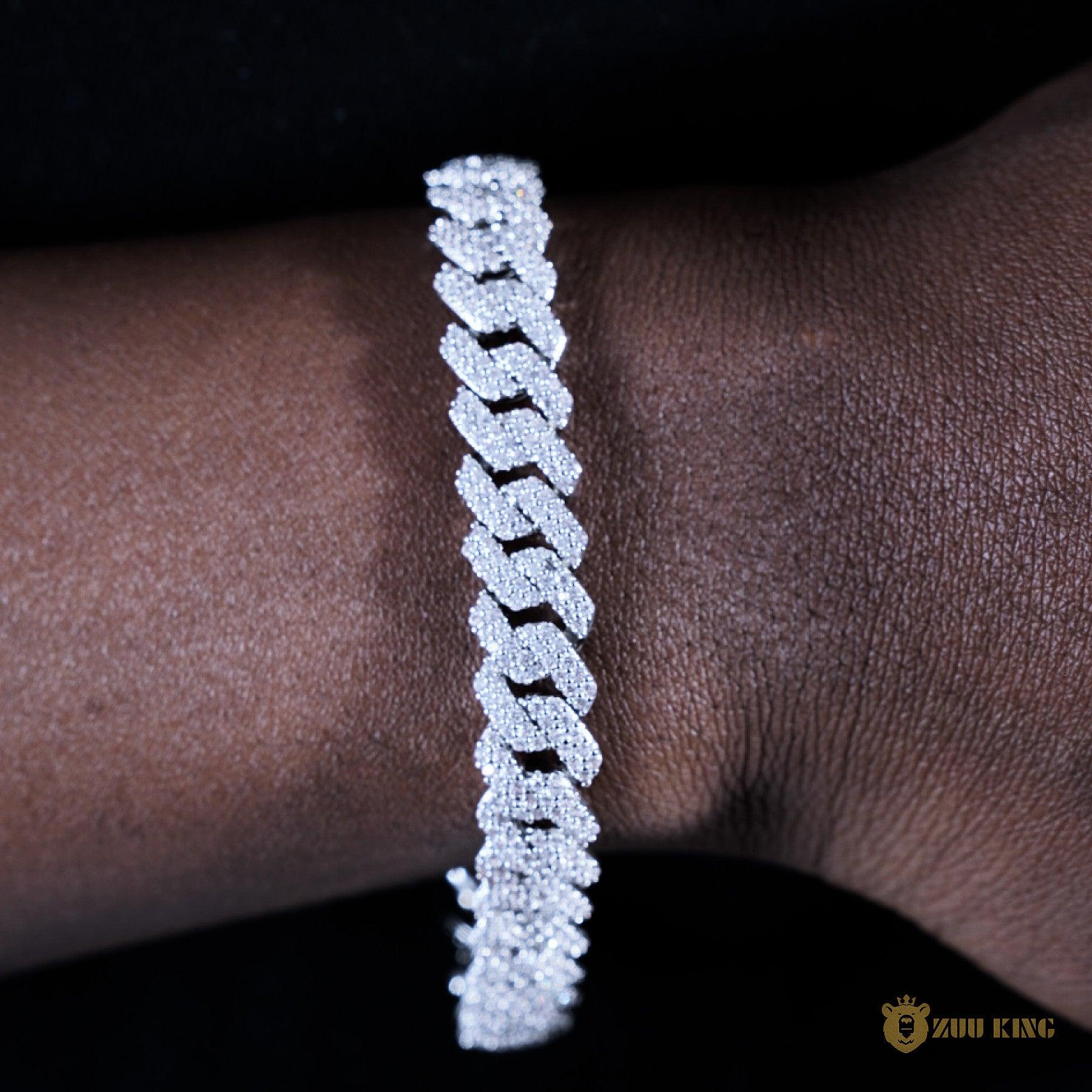 10mm 2-row Iced Cuban Bracelet In 18k White Gold Plated ZUU KING