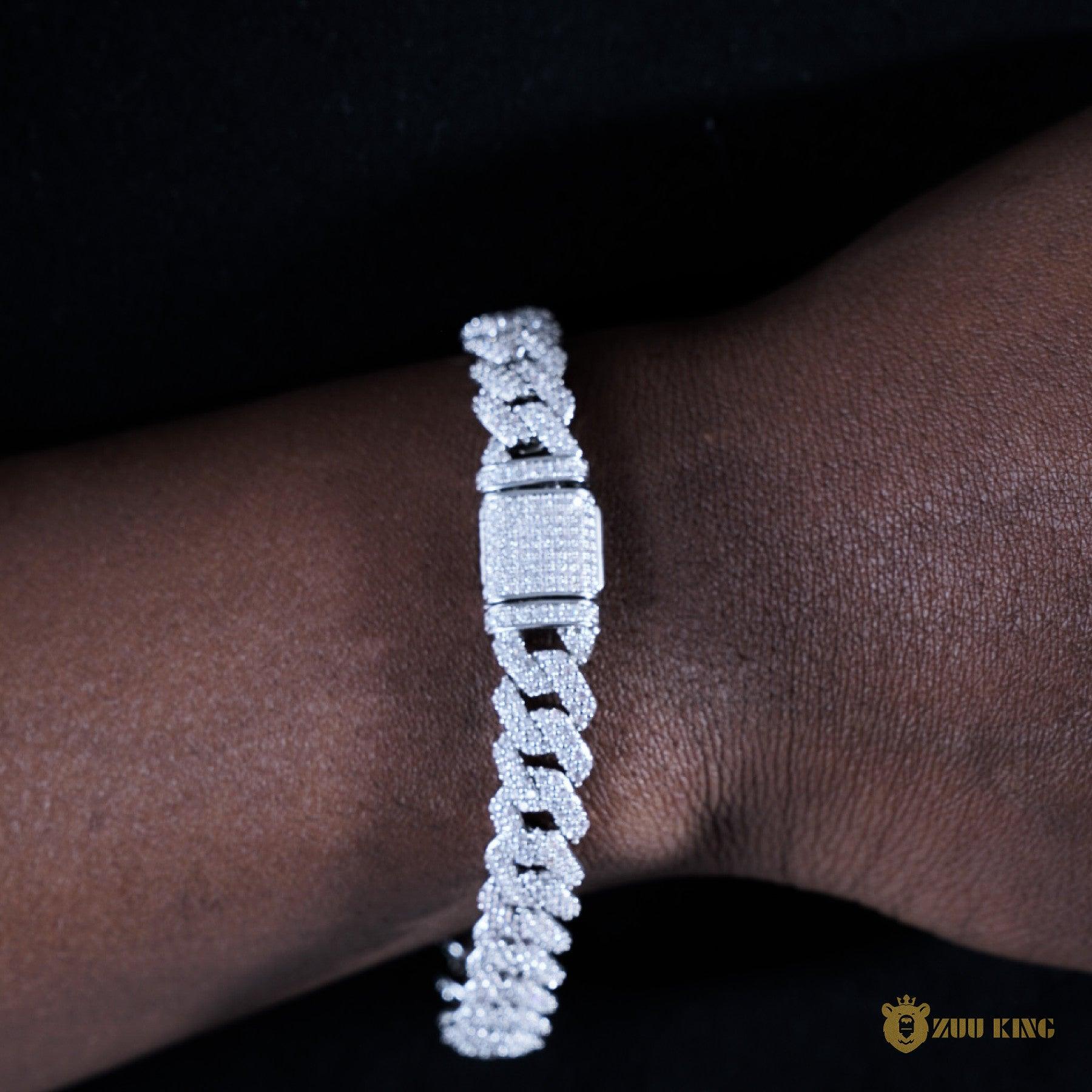 10mm 2-row Iced Cuban Bracelet In 18k White Gold Plated ZUU KING