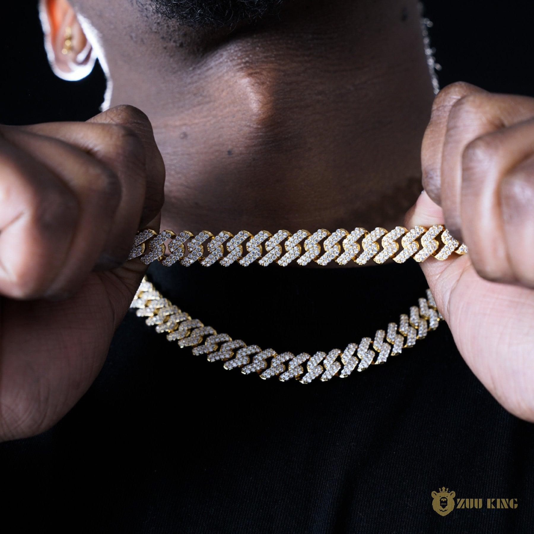 10mm 2-row Iced Cuban Chain In 18k Gold Plated ZUU KING