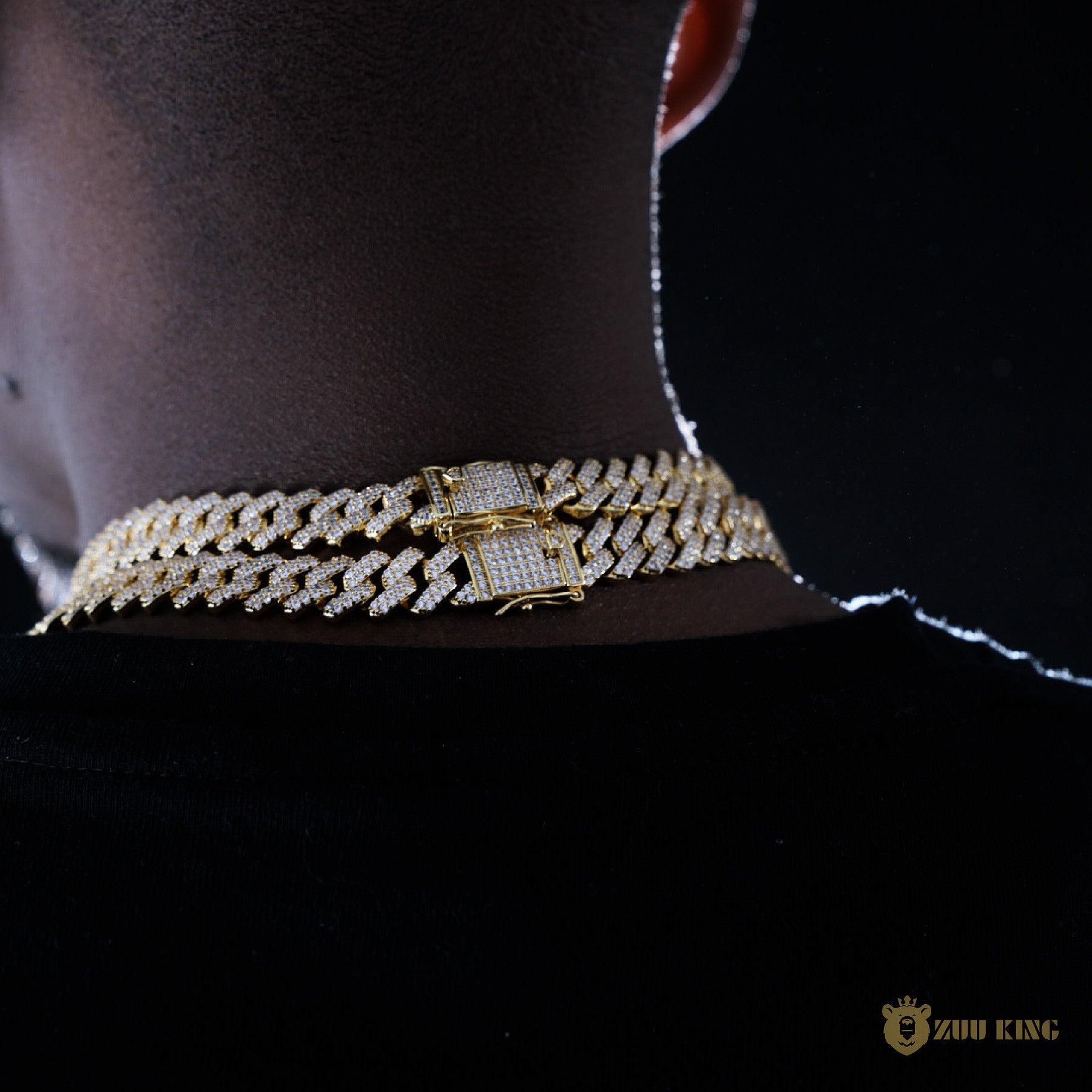 10mm 2-row Iced Cuban Chain In 18k Gold Plated ZUU KING