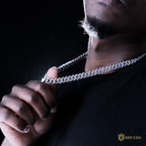 10mm 2-row Iced Cuban Chain In 18k White Gold Plated ZUU KING