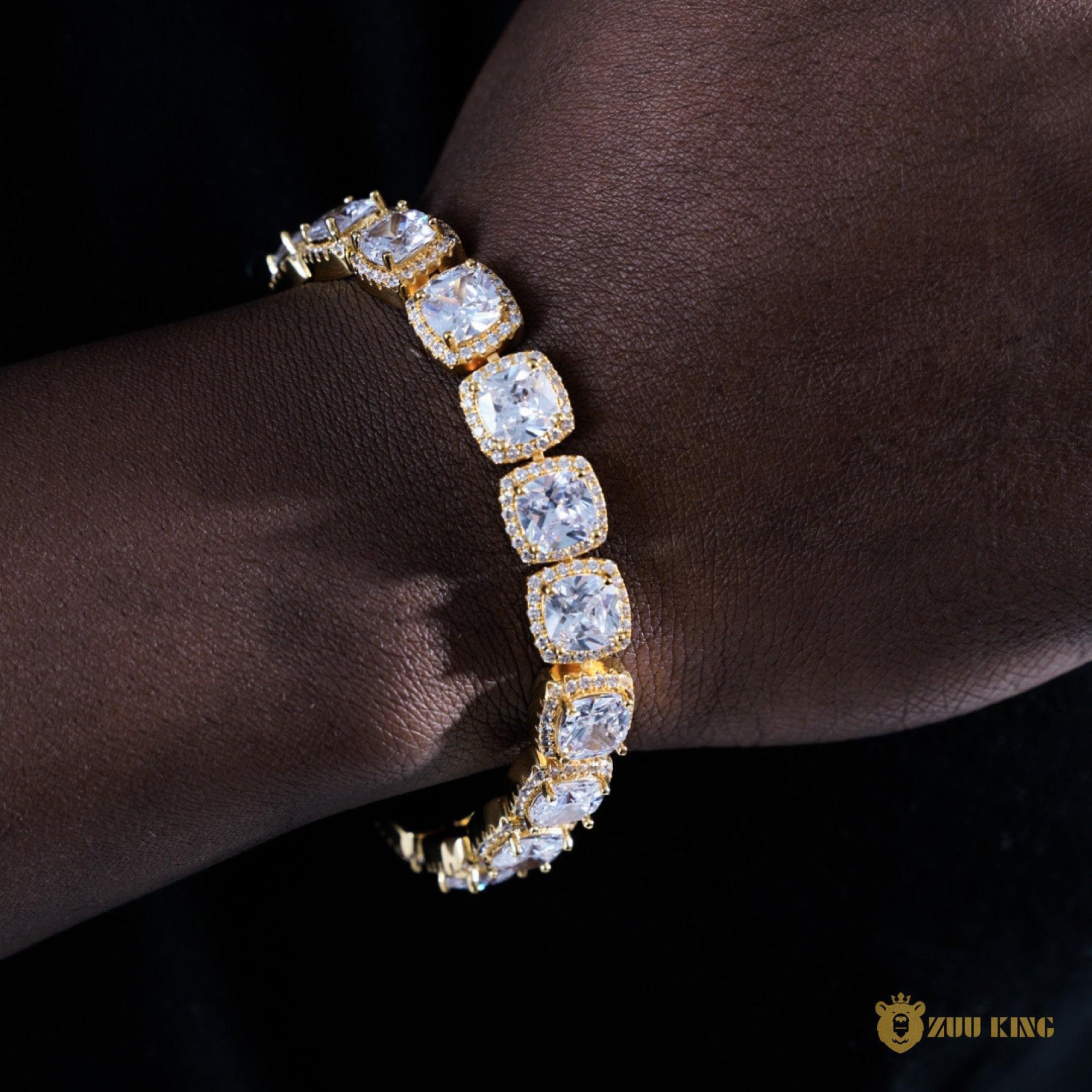 10mm Clustered Tennis Bracelet In 18k Gold Plated ZUU KING