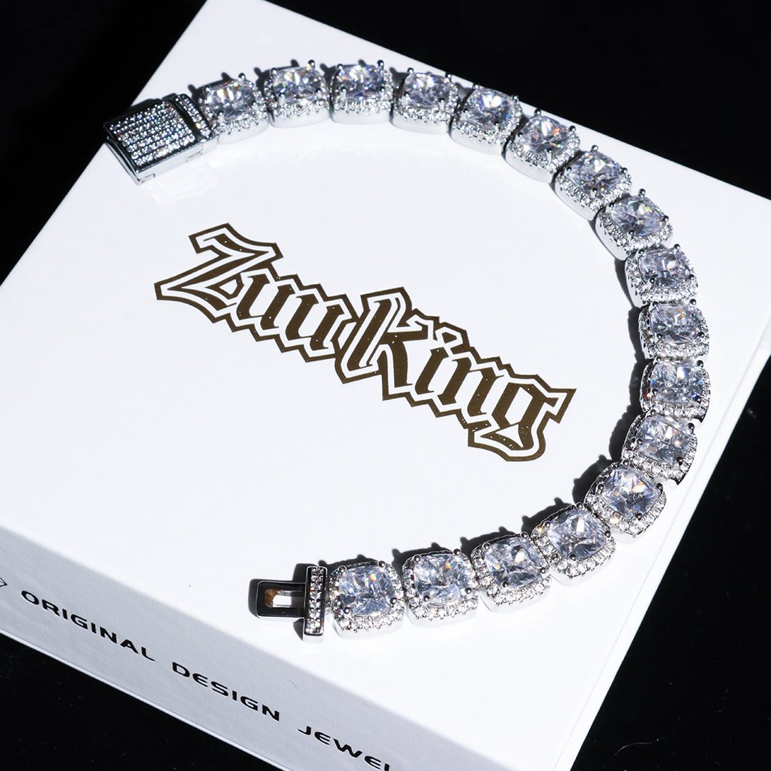 10mm Clustered Tennis Bracelet In 18k White Gold Plated ZUU KING