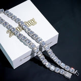 10mm Clustered Tennis Chain In 18k White Gold Plated ZUU KING