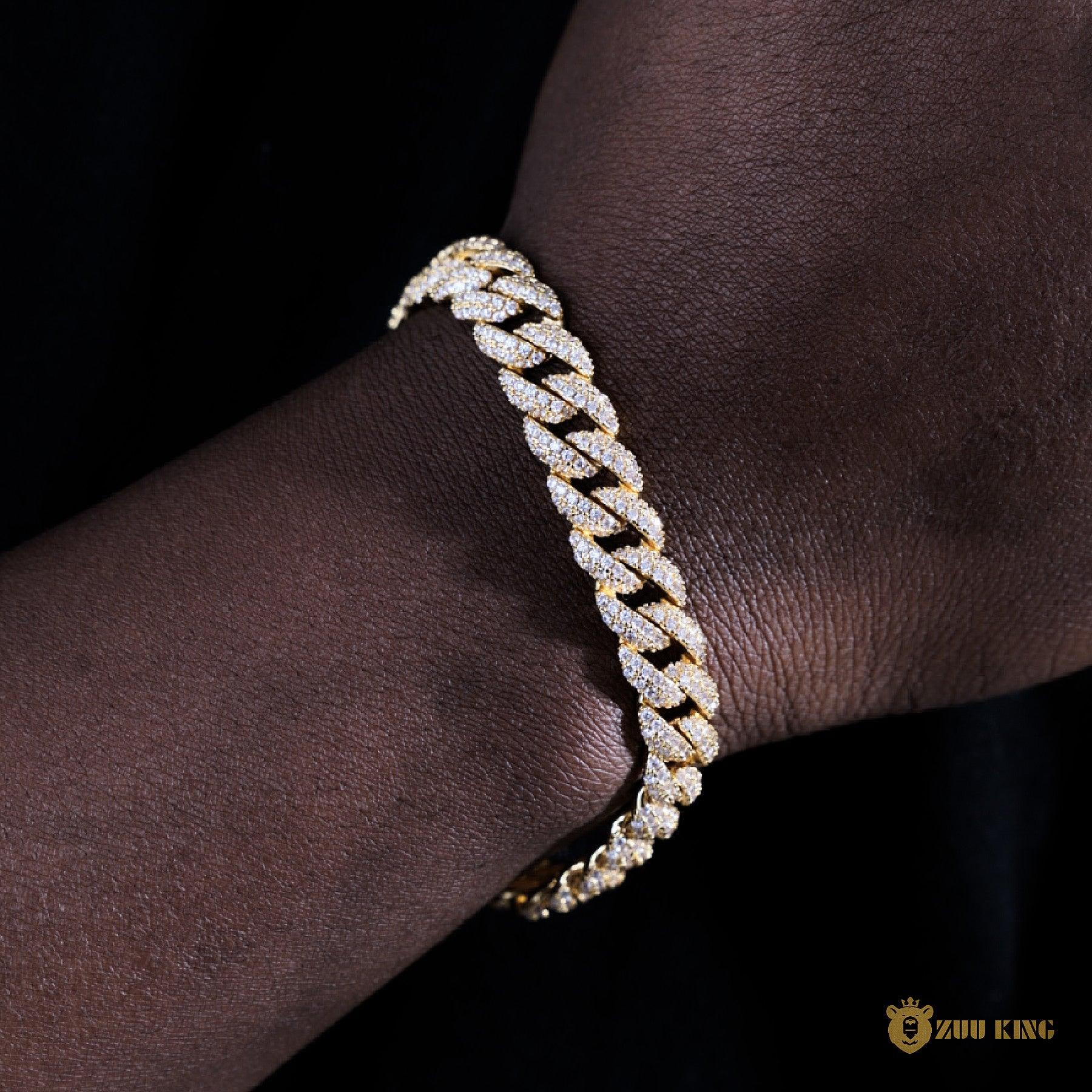 10mm Iced Prong Cuban Bracelet In 18k Gold Plated ZUU KING