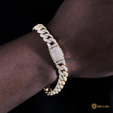 10mm Iced Prong Cuban Bracelet In 18k Gold Plated ZUU KING