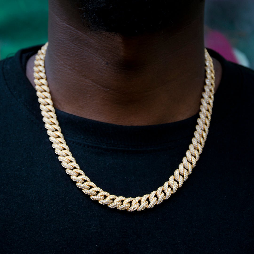 10mm Iced Prong Cuban Chain In 18k Gold Plated ZUU KING