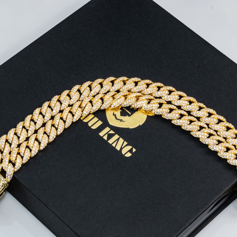 10mm Iced Prong Cuban Chain In 18k Gold Plated ZUU KING