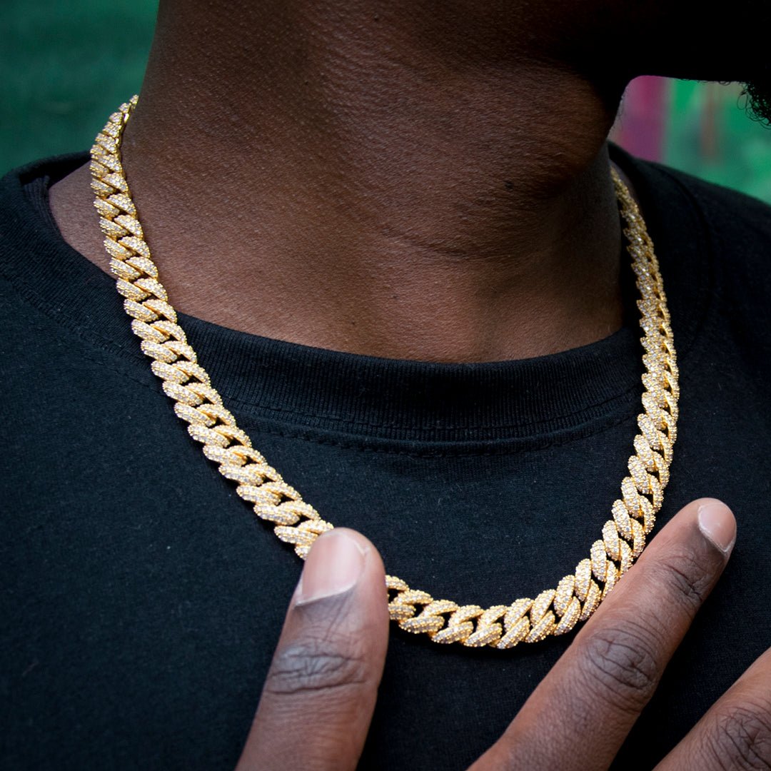 10mm Iced Prong Cuban Chain In 18k Gold Plated ZUU KING