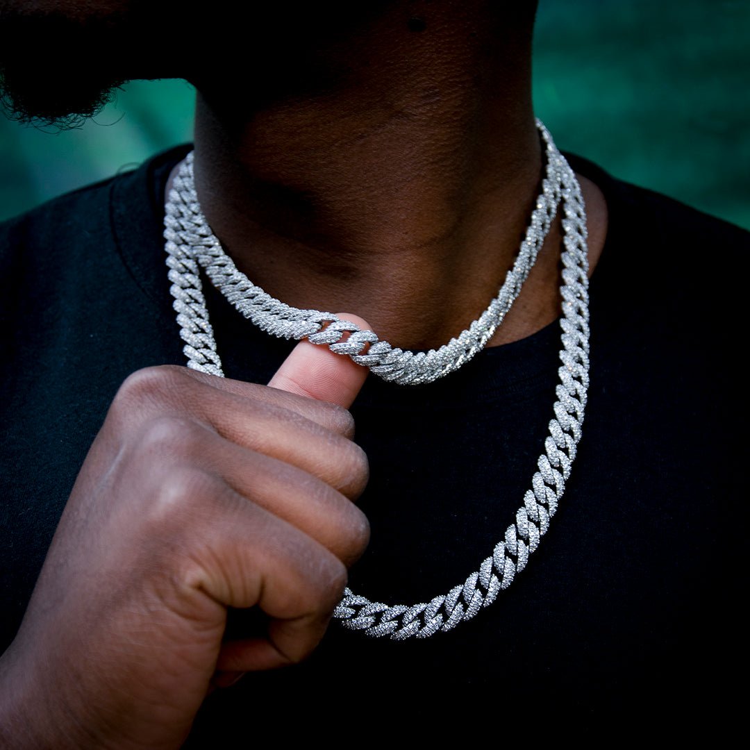 10mm Iced Prong Cuban Chain In White Gold Plated ZUU KING