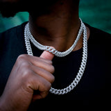 10mm Iced Prong Cuban Chain In White Gold Plated ZUU KING