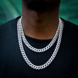 10mm Iced Prong Cuban Chain In White Gold Plated ZUU KING