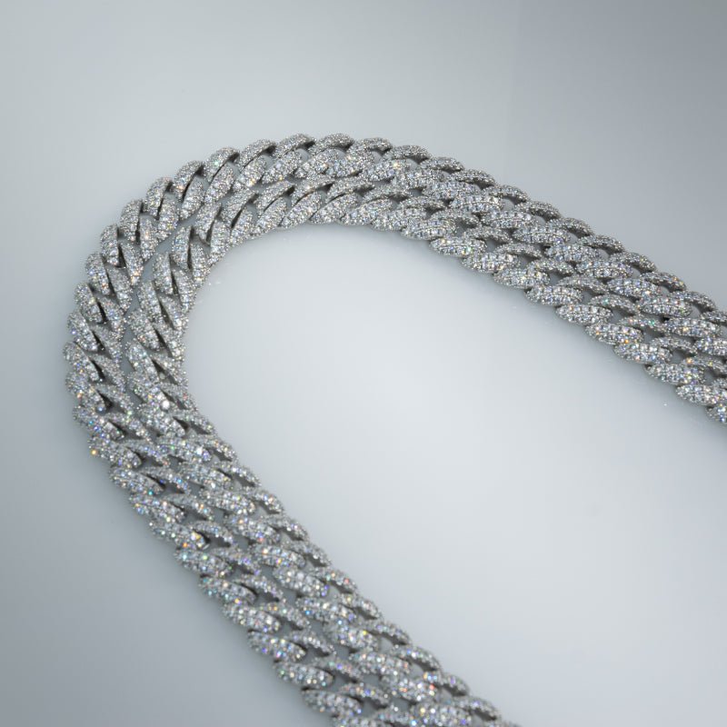 10mm Iced Prong Cuban Chain In White Gold Plated ZUU KING