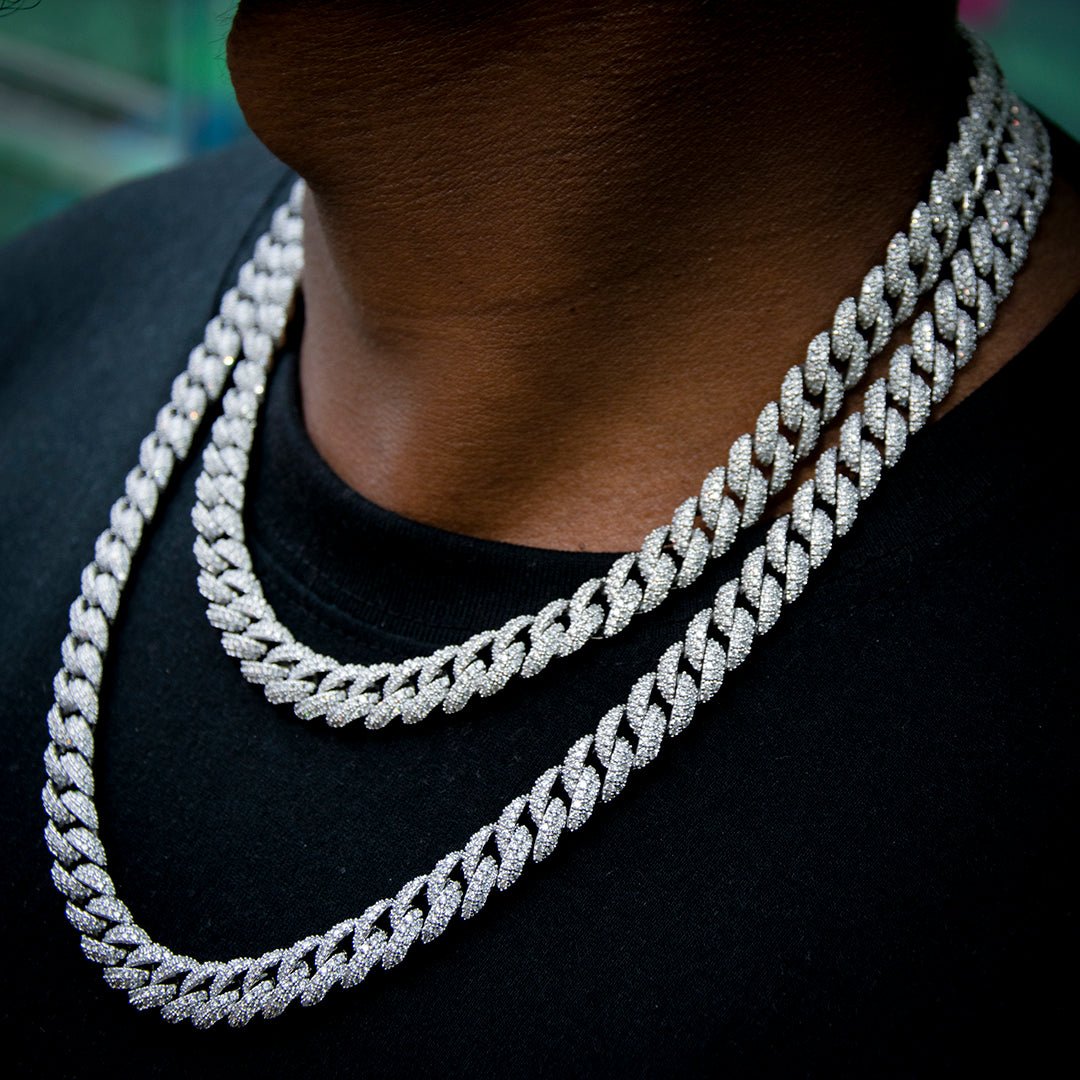 10mm Iced Prong Cuban Chain In White Gold Plated ZUU KING