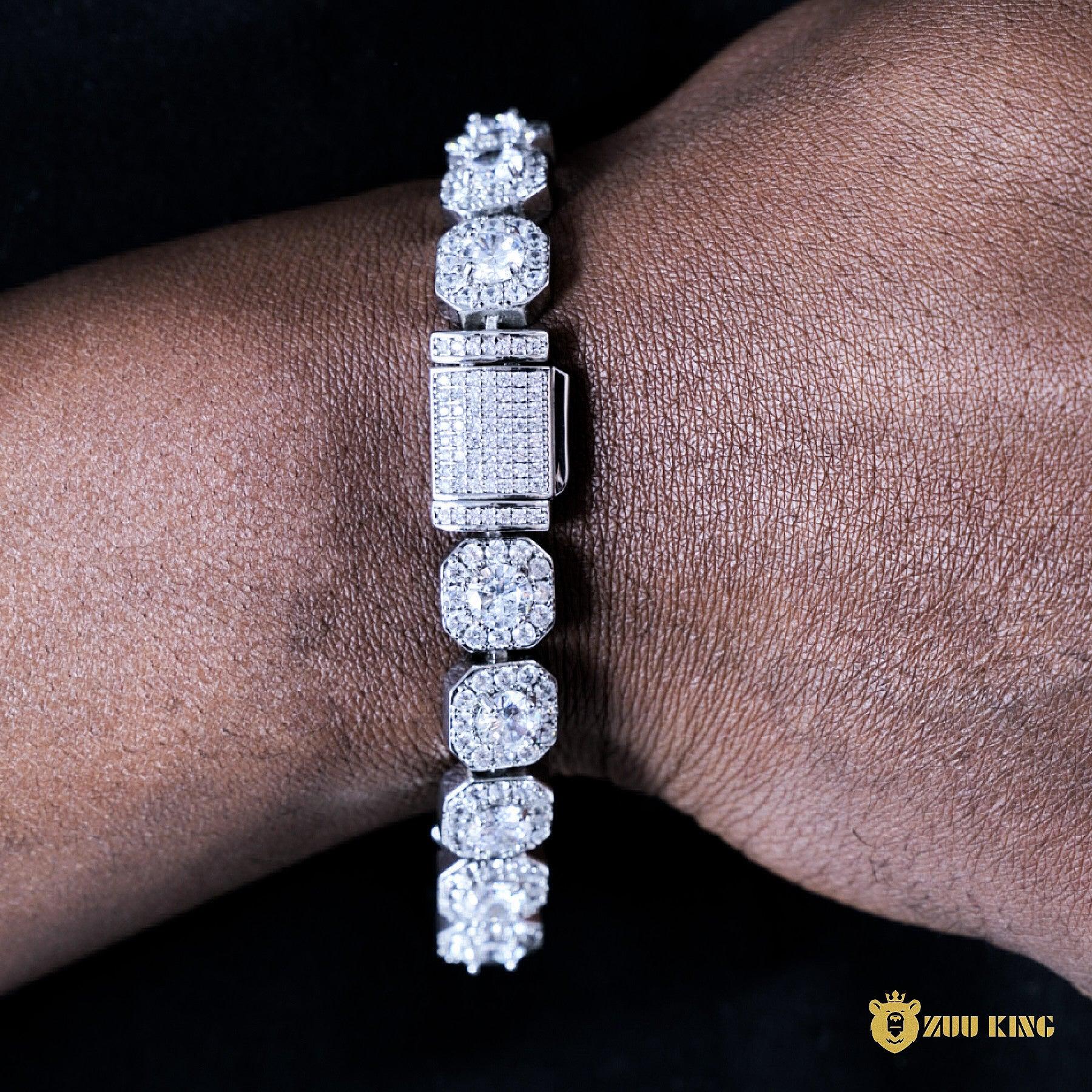 10mm Round Diamond Tennis Bracelet In 18k White Gold Plated ZUU KING