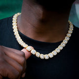 10mm Round Diamond Tennis Chain In 18k Gold Plated ZUU KING