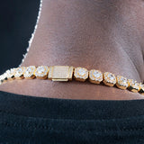 10mm Round Diamond Tennis Chain In 18k Gold Plated ZUU KING