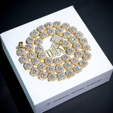 10mm Round Diamond Tennis Chain In 18k Gold Plated ZUU KING