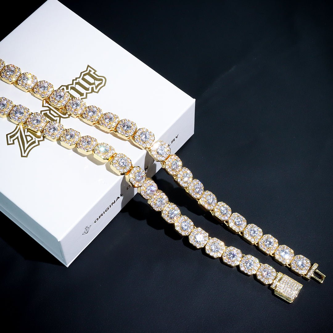 10mm Round Diamond Tennis Chain In 18k Gold Plated ZUU KING