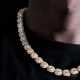 10mm Round Diamond Tennis Chain In 18k Gold Plated ZUU KING